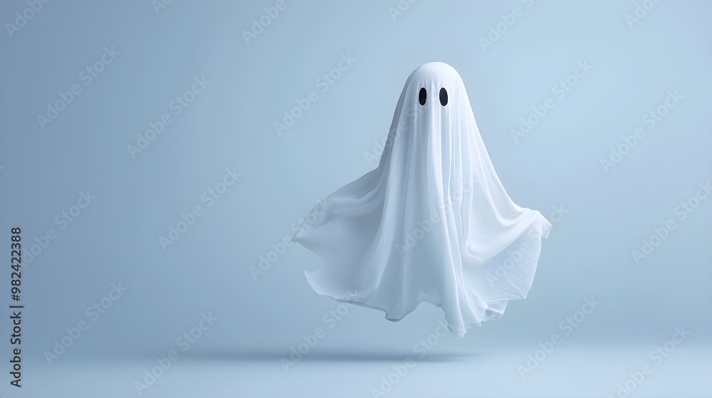 A ghost floating, Halloween spirit, minimalist design, transparent effect, isolated on white background A ghost floating, Halloween spirit, minimalist design, transparent effect, isolated on white background