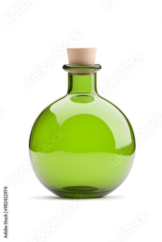 A potion bottle, Halloween magic, glowing green liquid, mystical vibes, isolated on white background