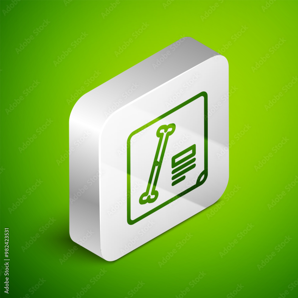 Isometric line X-ray shots icon isolated on green background. Silver square button. Vector Illustration Isometric line X-ray shots icon isolated on green background. Silver square button. Vector Illustration