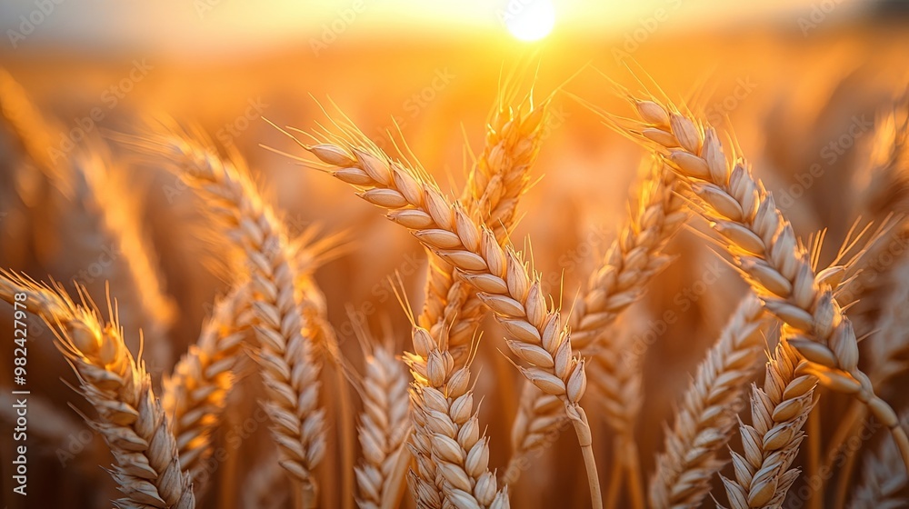 Golden Wheat Stalks Bathed in the Warm Glow of a Setting Sun Golden Wheat Stalks Bathed in the Warm Glow of a Setting Sun