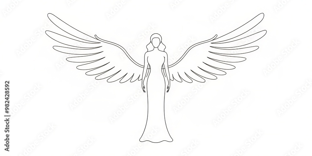 Naklejka premium * A diminutive figure, the angel stands on one leg, wings arcing outward in a slow, sweeping motion,