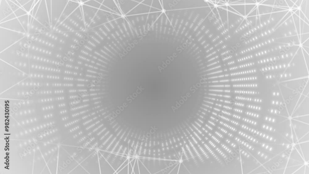 White and Black color circular dots 3D tunnel with modern plexus design 3D tunnel geometrical background White and Black color circular dots 3D tunnel with modern plexus design 3D tunnel geometrical background