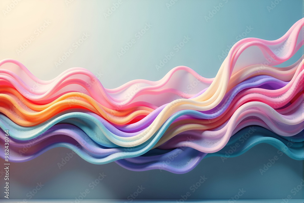 A colorful wave on a blue background in a computergenerated image