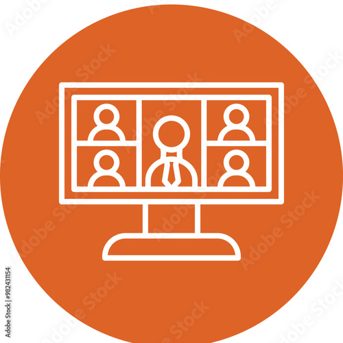 Online meeting line circle icon