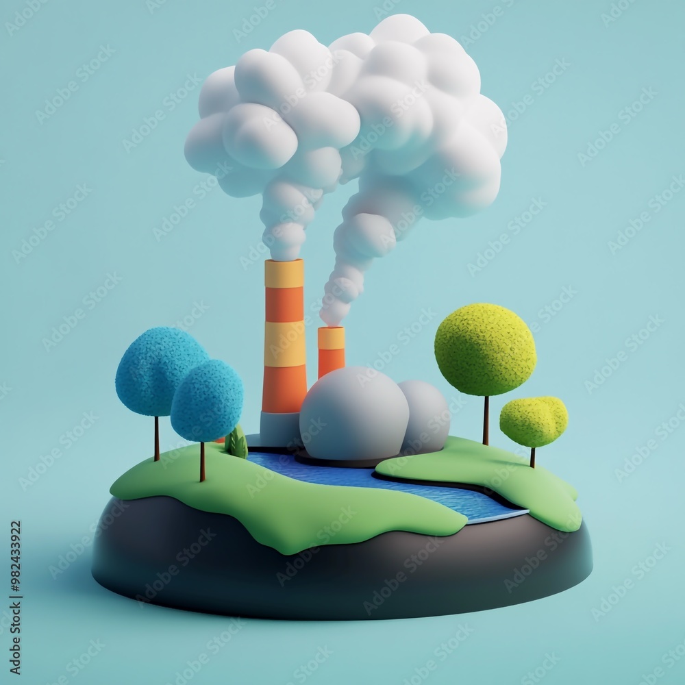 custom made wallpaper toronto digital3D Icon: Efforts to Reduce Climate Change Effects Illustration Logo