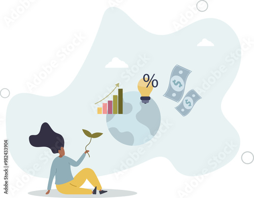 ESG or environmental social governance finance investing.flat design with people.