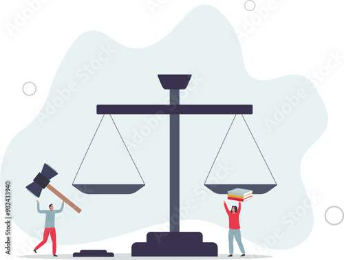 Law as jurisprudence knowledge study and judge occupation.flat design with people.