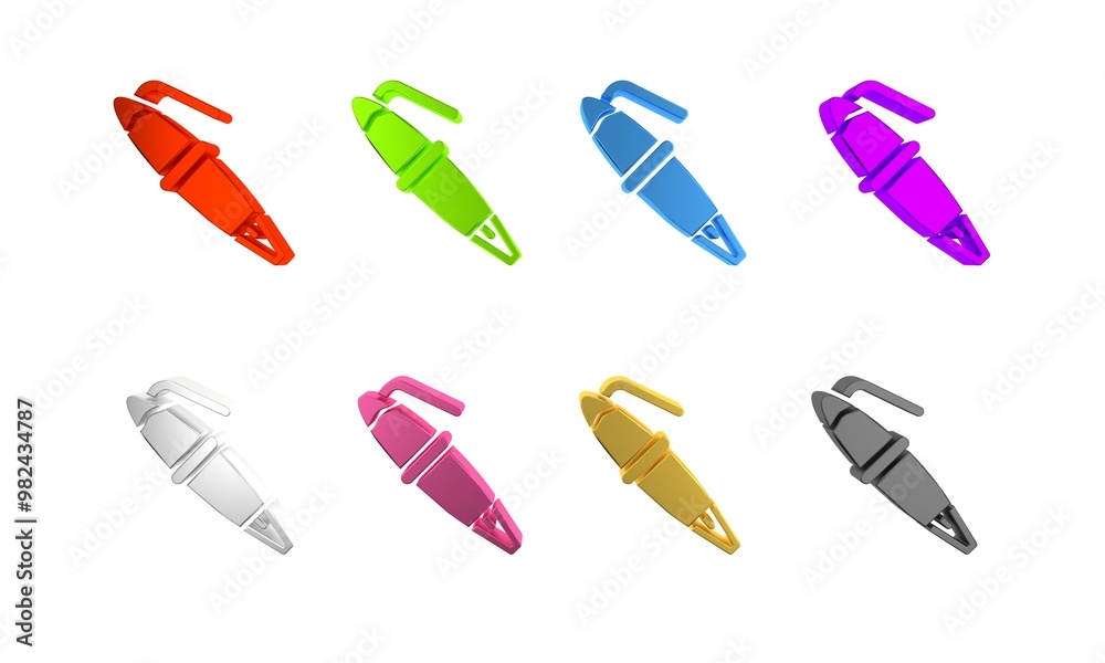 Colorful Fountain pen nib icon isolated on white background. Pen tool sign. Minimalism concept. 3D render illustration Colorful Fountain pen nib icon isolated on white background. Pen tool sign. Minimalism concept. 3D render illustration