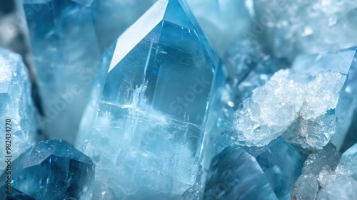 Detailed view of aquamarine crystal showcasing its rich blue color photo