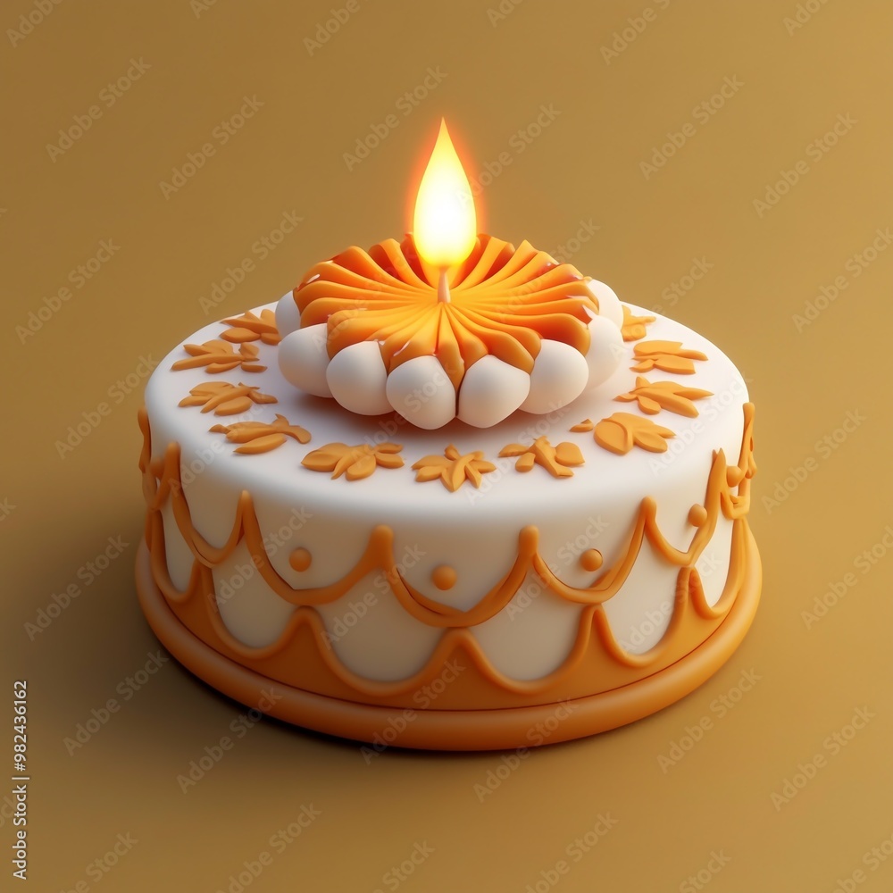 3D Icon: Festive Cake for Diwali Celebrations Illustration Logo 3D Icon: Festive Cake for Diwali Celebrations Illustration Logo