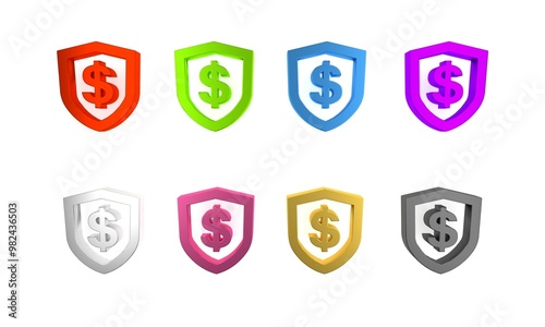 Free Download Colorful Shield with dollar symbol icon isolated on white background. Security shield protection. Money security concept. Minimalism concept. 3D render illustration - GFXLoad