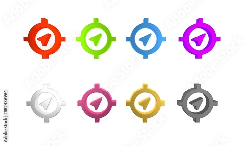 Colorful Compass icon isolated on white background. Windrose navigation symbol. Wind rose sign. Minimalism concept. 3D render illustration