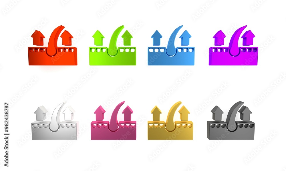 Colorful Human hair follicle icon isolated on white background. Hair care treatment. Minimalism concept. 3D render illustration Colorful Human hair follicle icon isolated on white background. Hair care treatment. Minimalism concept. 3D render illustration