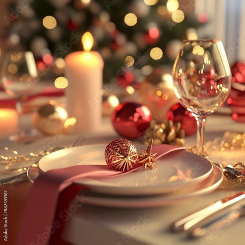 3D Icon: Table Set for a Festive Meal Illustration Logo