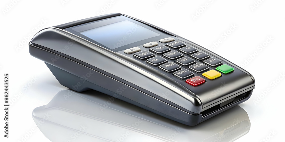 3D Glossy Payment Terminal Icon with Reflections on White Background - Modern Fintech & E-Commerce Digital Payment Concept 3D Glossy Payment Terminal Icon with Reflections on White Background - Modern Fintech & E-Commerce Digital Payment Concept