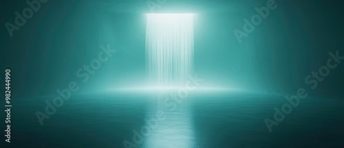 A waterfall is shown in a blue and green color
