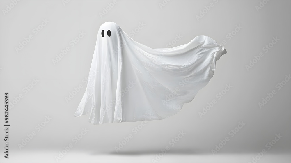 A ghost floating, Halloween spirit, minimalist design, transparent effect, isolated on white background A ghost floating, Halloween spirit, minimalist design, transparent effect, isolated on white background