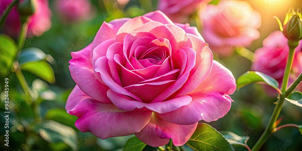 A vibrant pink Panama rose showcases its soft petals and delicate stamens, gently unfurling in warm sunlight. A vibrant pink Panama rose showcases its soft petals and delicate stamens, gently unfurling in warm sunlight.