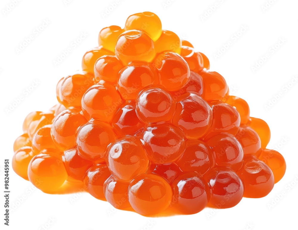 PNG Fresh salmon roe piled high on a white background PNG Fresh salmon roe piled high on a white background