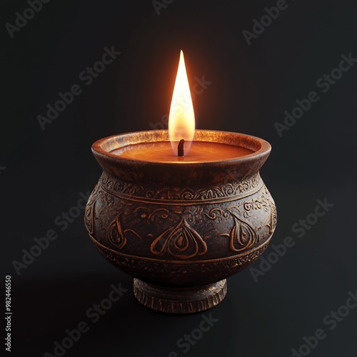 3D Icon: Sacred Candle for Pooja Rituals Illustration Logo