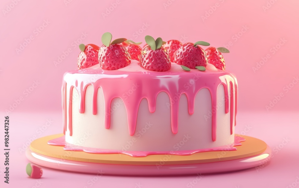 clean and beauty modern tasty 3d cartoon cake 