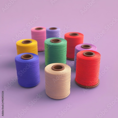 3D Icon: Spools of Thread for Sewing Projects Illustration Logo