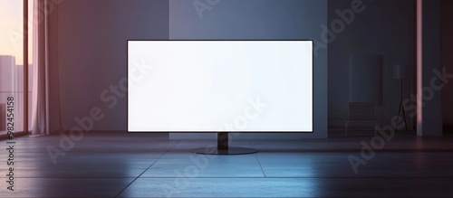 Realistic LCD screen mockup Modern LED panel with a large display featuring a blank template for television or computer monitor illustrations 3D rendering