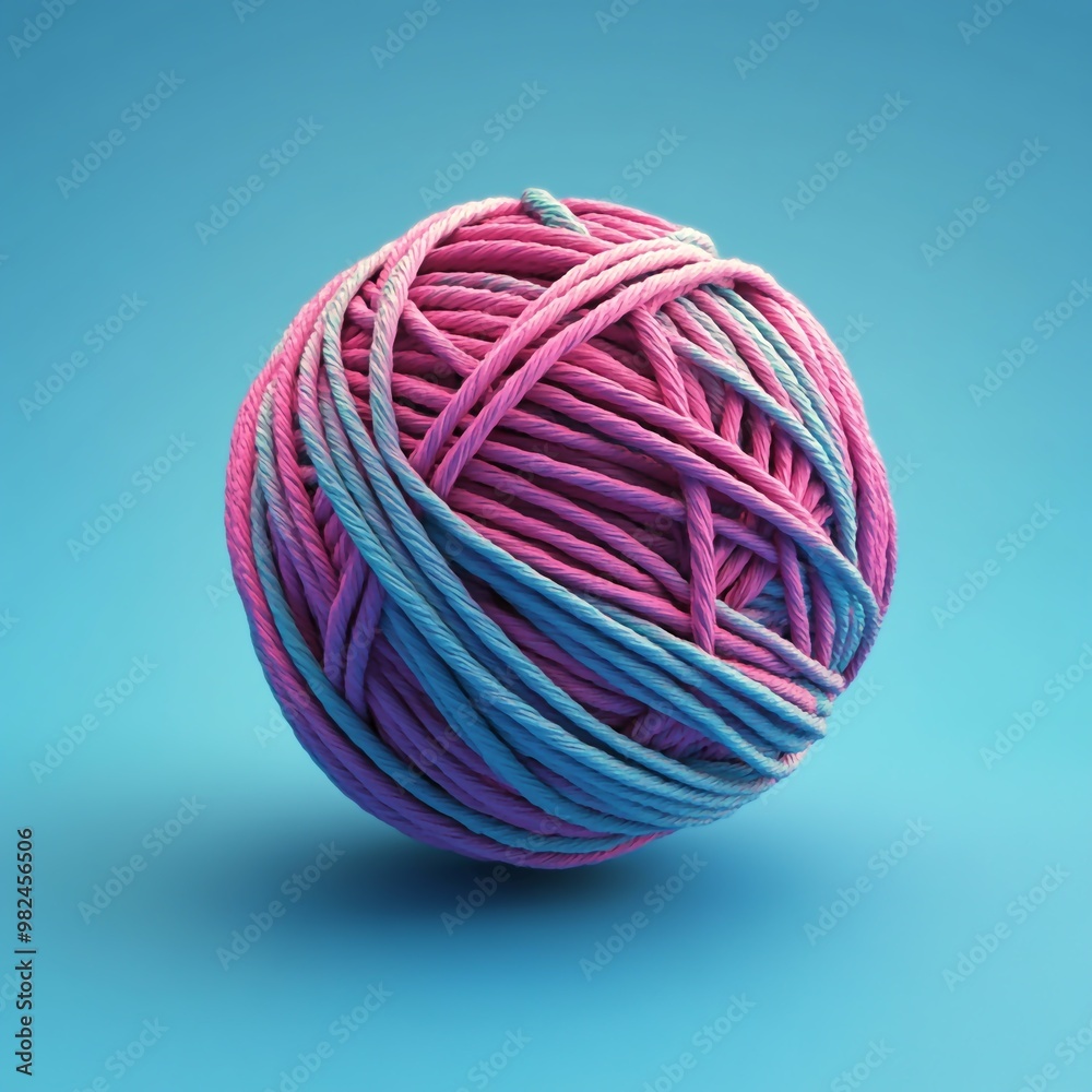 3D Icon: Ball of Yarn for Knitting and Crafting Illustration Logo