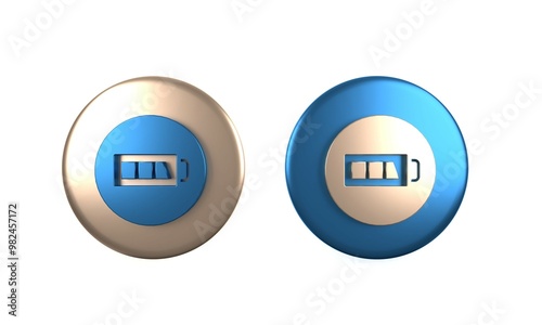Free Download Colorful Battery charge level indicator icon isolated on white background. Circle button. 3D render illustration - GFXLoad