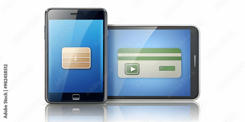 Modern Flat Glossy Background with Mobile Payment Icons - Soft Reflections for Fintech Digital Transactions Modern Flat Glossy Background with Mobile Payment Icons - Soft Reflections for Fintech Digital Transactions