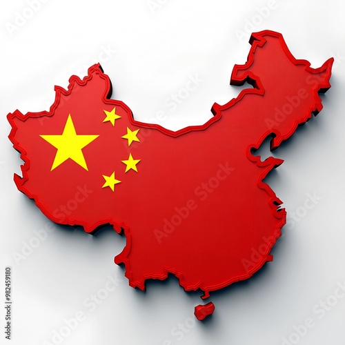 China map flag color 3d image  photo