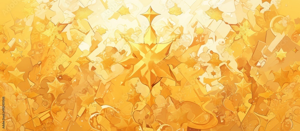 Yellow gradient pattern featuring star motifs in a painting style Yellow gradient pattern featuring star motifs in a painting style