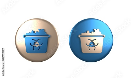 Colorful Infectious waste icon isolated on white background. Tank for collecting radioactive waste. Dumpster or container. Biohazardous substances. Circle button. 3D render illustration photo