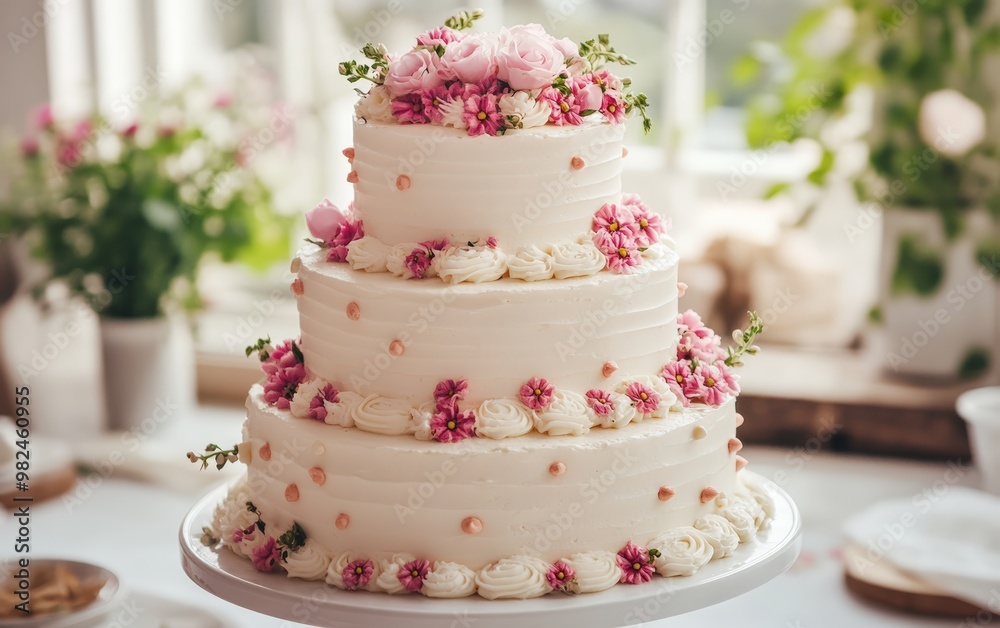 clean and beauty modern tasty wedding cake 