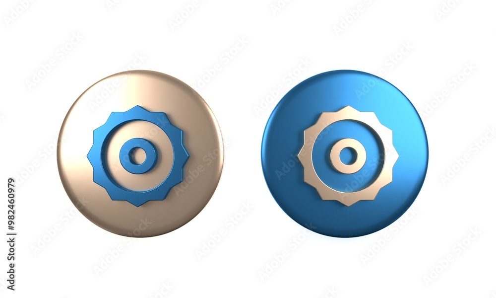 Colorful Circular saw blade icon isolated on white background. Saw wheel. Circle button. 3D render illustration Colorful Circular saw blade icon isolated on white background. Saw wheel. Circle button. 3D render illustration