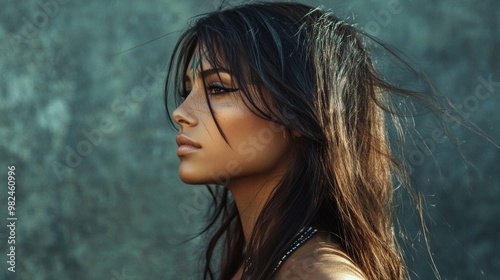 photo realistic of a beautiful woman, with subtle face paint indicating she is from a spiritual tribe. photo