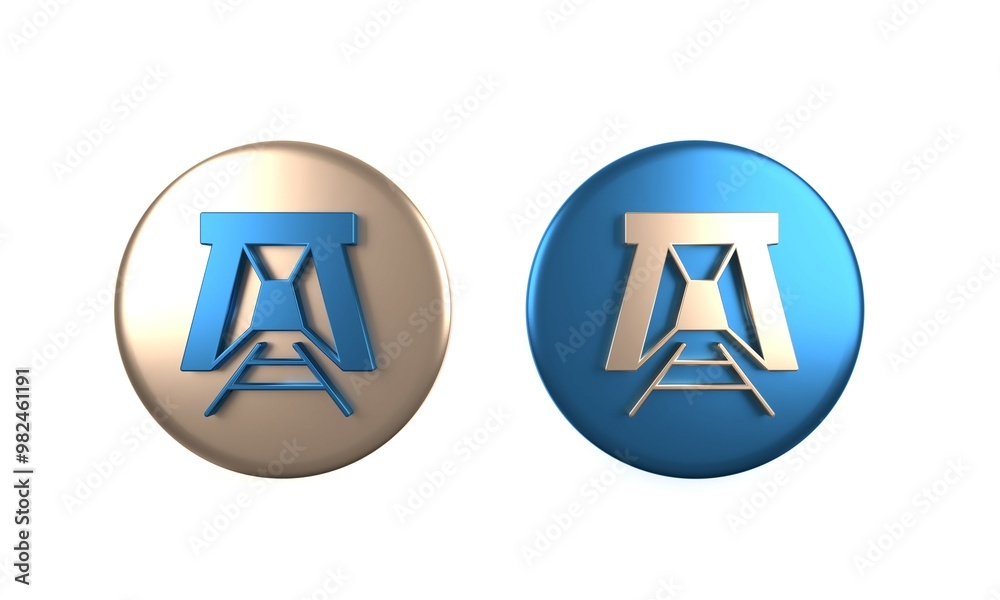 Colorful Mine entrance icon isolated on white background. Circle button. 3D render illustration Colorful Mine entrance icon isolated on white background. Circle button. 3D render illustration