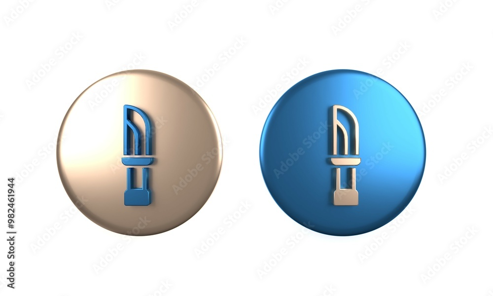 Colorful Knife icon isolated on white background. Cutlery symbol. Circle button. 3D render illustration Colorful Knife icon isolated on white background. Cutlery symbol. Circle button. 3D render illustration
