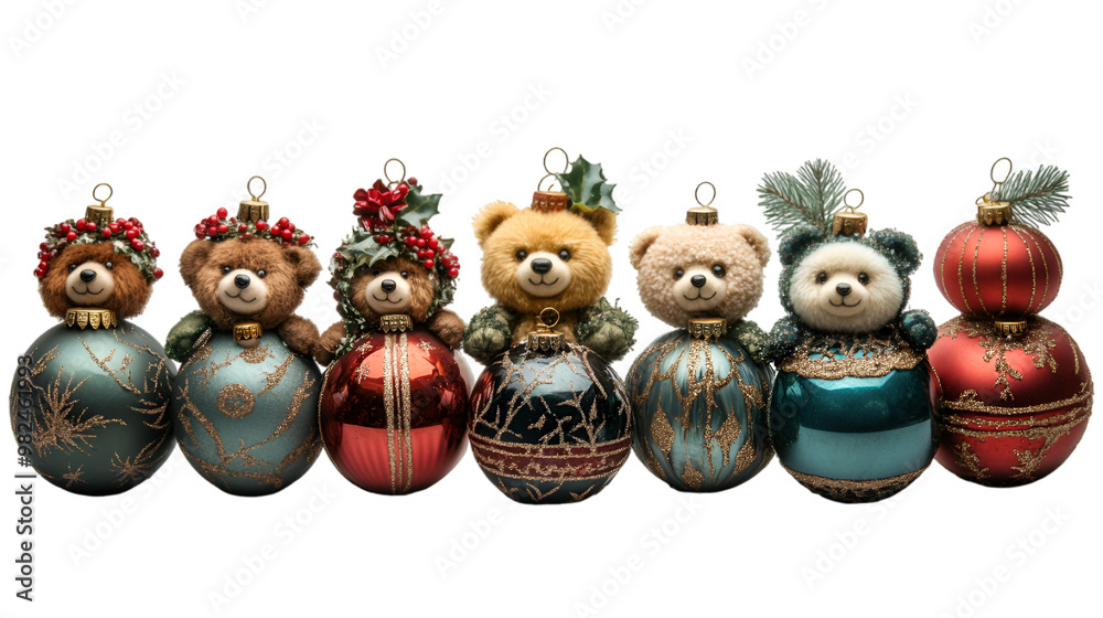 a row of teddy bears ornaments
a row of teddy bears ornaments