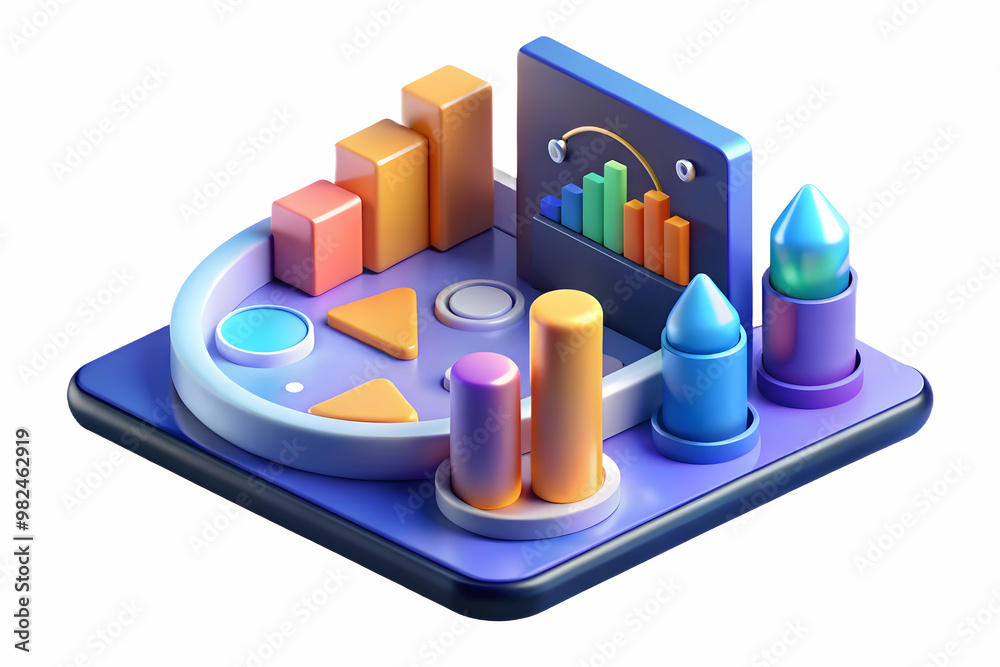 3D Glowing Abstract Art: Business Charts & Retail Statistics - Sleek Digital Design for Business Analytics & Marketing