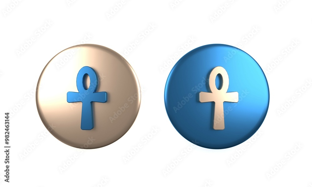 Colorful Cross ankh icon isolated on white background. Egyptian word for life or symbol of immortality. Circle button. 3D render illustration Colorful Cross ankh icon isolated on white background. Egyptian word for life or symbol of immortality. Circle button. 3D render illustration
