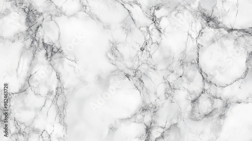 Realistic white marble with subtle grey swirls and flowing silver veins, creating a classic yet modern luxurious design. photo