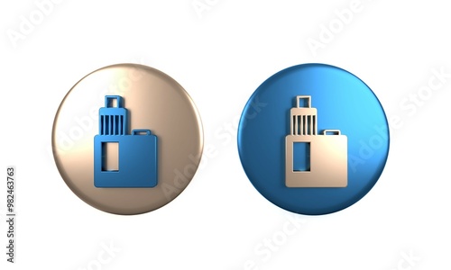 Colorful Vape mod device icon isolated on white background. Vape smoking tool. Vaporizer Device. Circle button. 3D render illustration