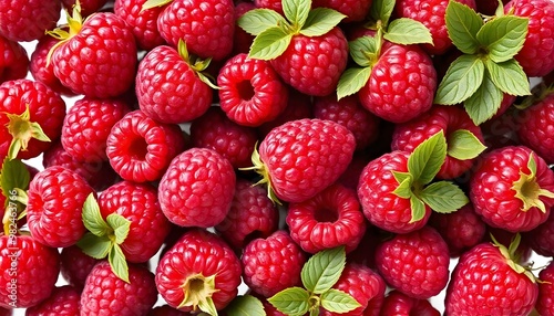 Raspberry raspberries, many angles and view side top front group pile heap isolated on transparent background cutout