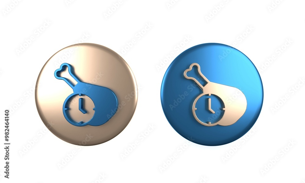 Colorful Food time icon isolated on white background. Time to eat. Circle button. 3D render illustration Colorful Food time icon isolated on white background. Time to eat. Circle button. 3D render illustration