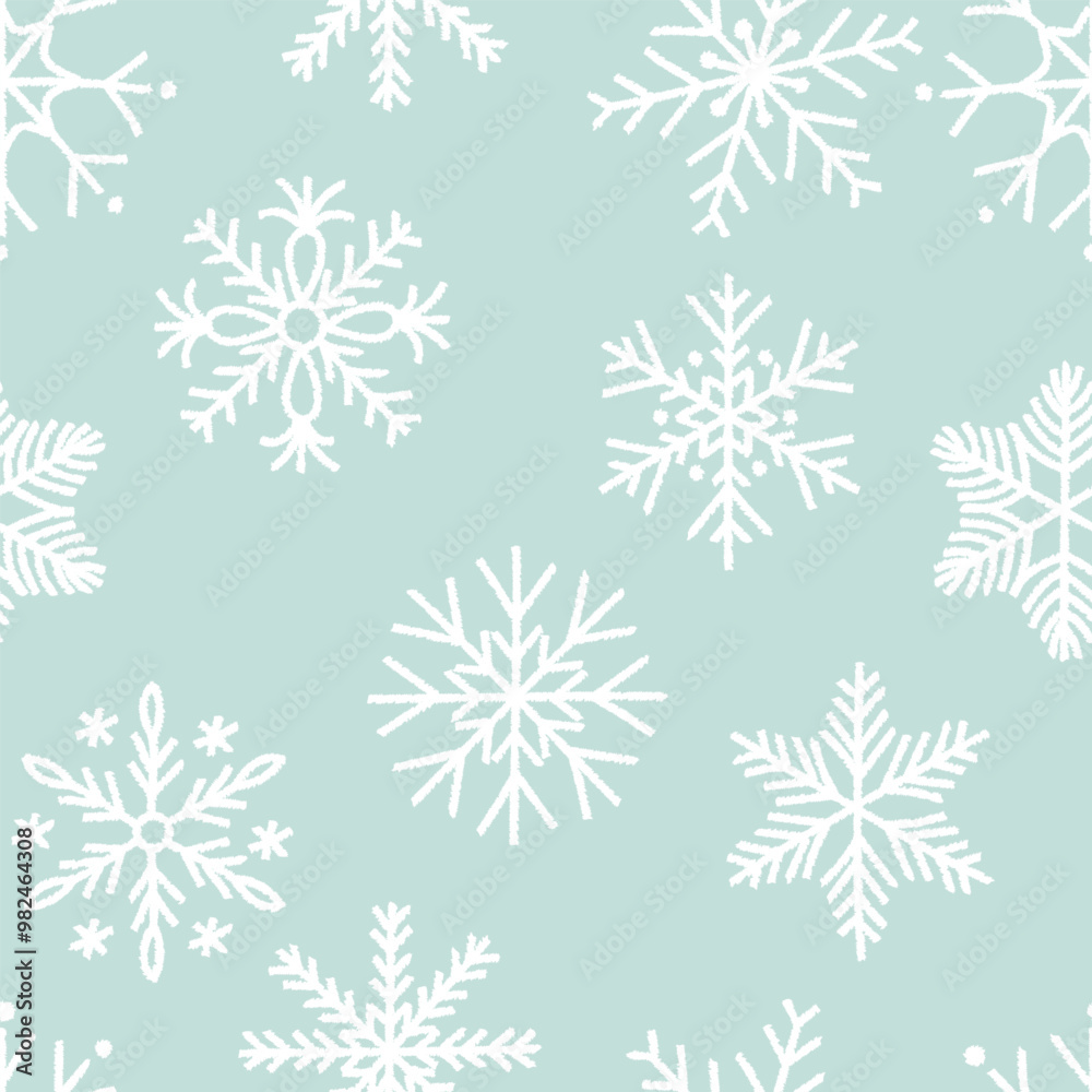 Seamless pattern with hand drawn snowflakes. Charcoal pen drawn christmas and new year decoration. Great for textile, fabric, wallpaper, wrapping, scrapbook and packaging Seamless pattern with hand drawn snowflakes. Charcoal pen drawn christmas and new year decoration. Great for textile, fabric, wallpaper, wrapping, scrapbook and packaging