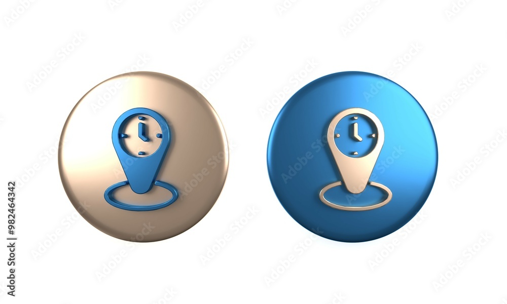 Colorful Time zone clocks icon isolated on white background. Circle button. 3D render illustration Colorful Time zone clocks icon isolated on white background. Circle button. 3D render illustration