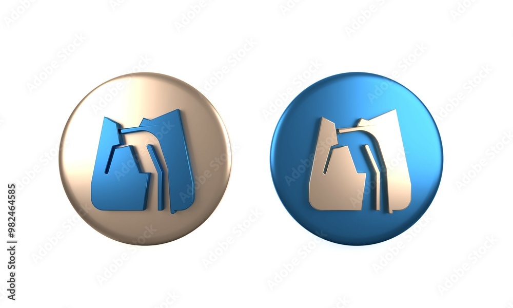Colorful Waterfall icon isolated on white background. Circle button. 3D render illustration Colorful Waterfall icon isolated on white background. Circle button. 3D render illustration