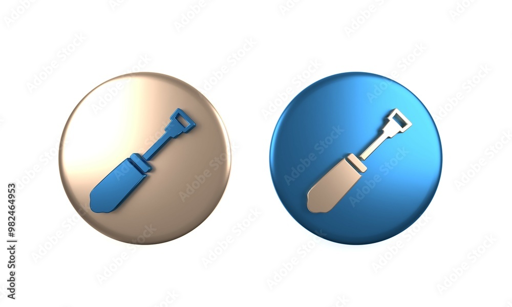 Colorful Screwdriver icon isolated on white background. Service tool symbol. Circle button. 3D render illustration Colorful Screwdriver icon isolated on white background. Service tool symbol. Circle button. 3D render illustration