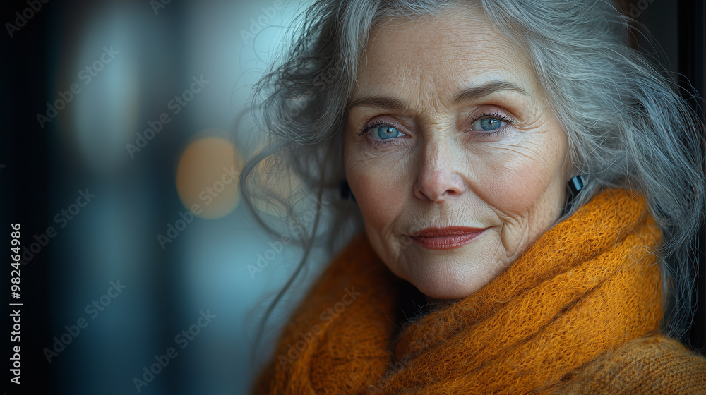 Elderly woman. Text space Elderly woman. Text space